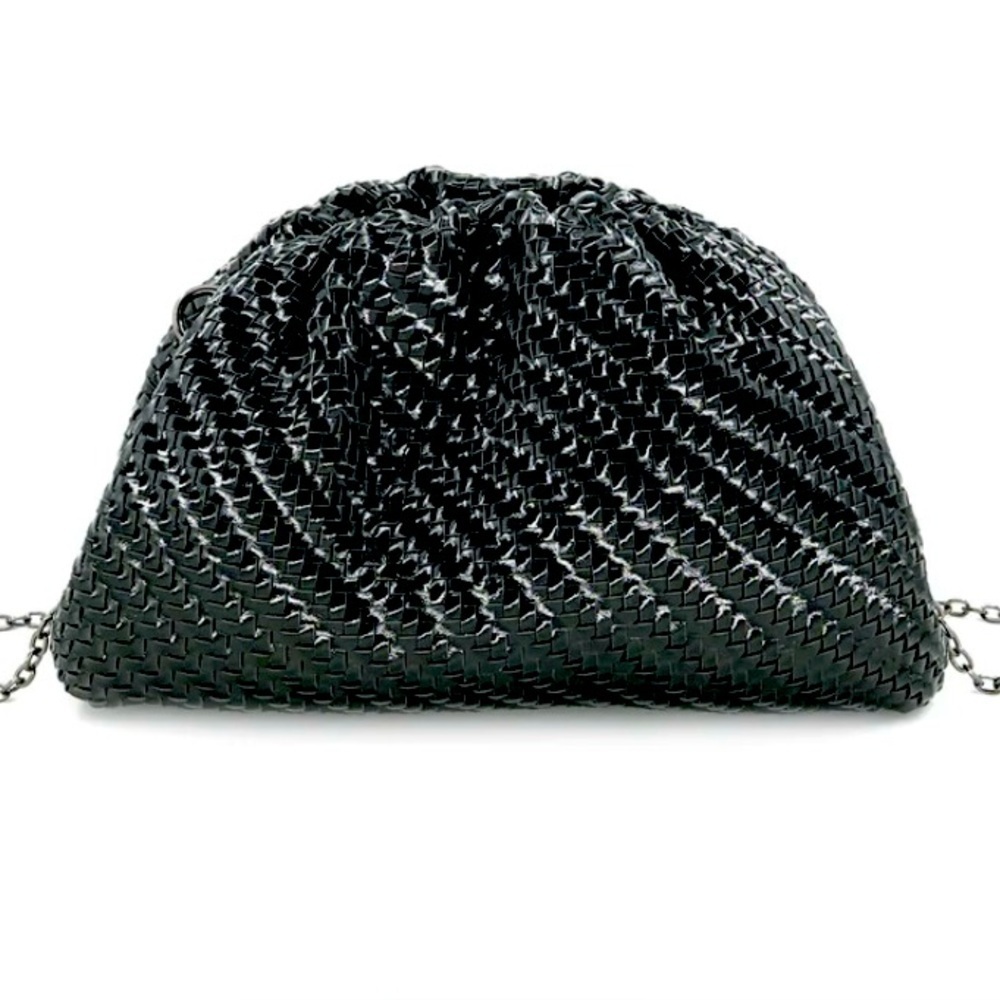Elegant Black Woven Vegan Clutch